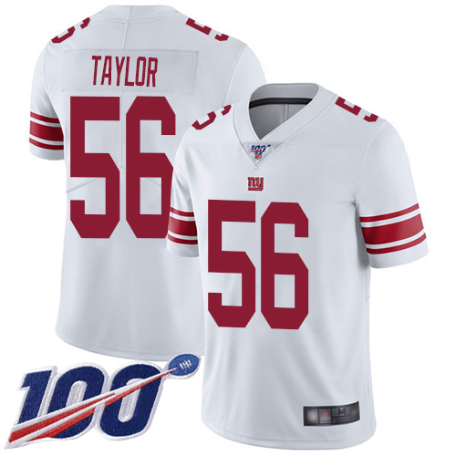 Men New York Giants #56 Lawrence Taylor White Vapor Untouchable Limited Player 100th Season Football NFL Jersey